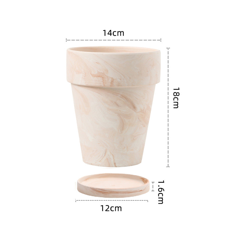 Gradient Red and White Pottery Flower Pot for Desktop or Floor