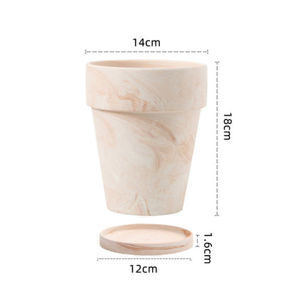 Gradient Red and White Pottery Flower Pot for Desktop or Floor