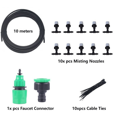 Garden Irrigation Mist Hose System Package, 10m Micro Spray Set
