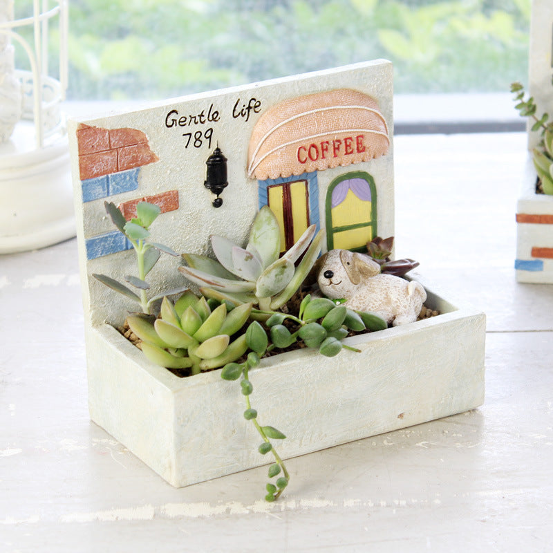 Resin My Garden Scene Pendant Flower Pot Ornament