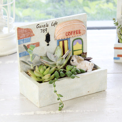 Resin My Garden Scene Pendant Flower Pot Ornament