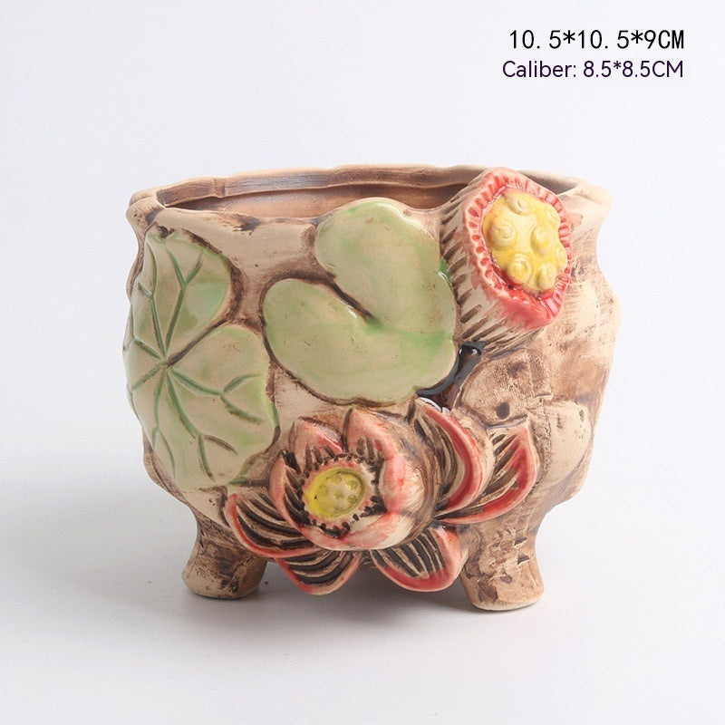 Ceramic Succulent Bonsai Planter, Decorative Flower Pot
