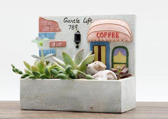 Resin My Garden Scene Pendant Flower Pot Ornament