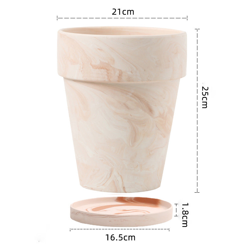 Gradient Red and White Pottery Flower Pot for Desktop or Floor