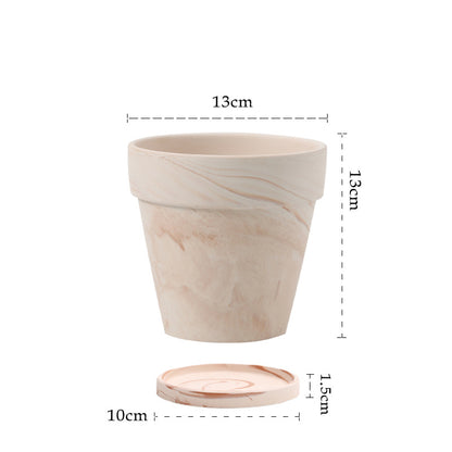 Gradient Red and White Pottery Flower Pot for Desktop or Floor