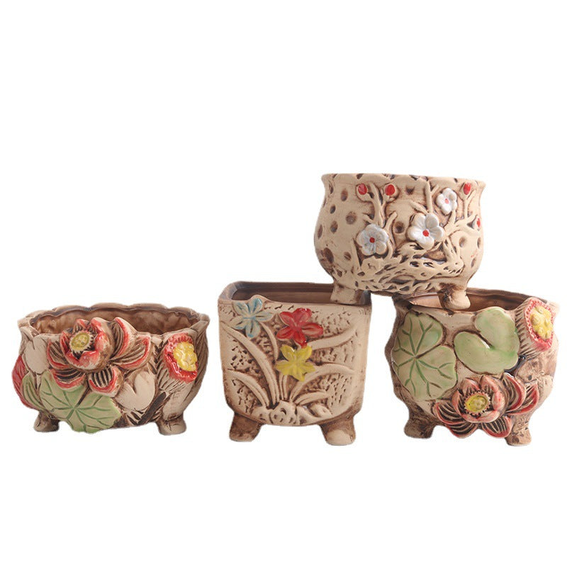 Ceramic Succulent Bonsai Planter, Decorative Flower Pot