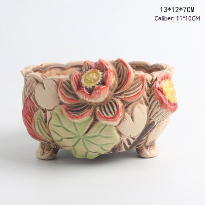 Ceramic Succulent Bonsai Planter, Decorative Flower Pot