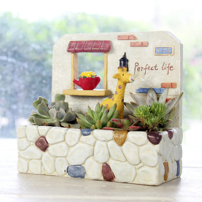 Resin My Garden Scene Pendant Flower Pot Ornament
