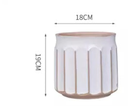Nordic Striped Ceramic Flower Pot for Desktop Green Plants