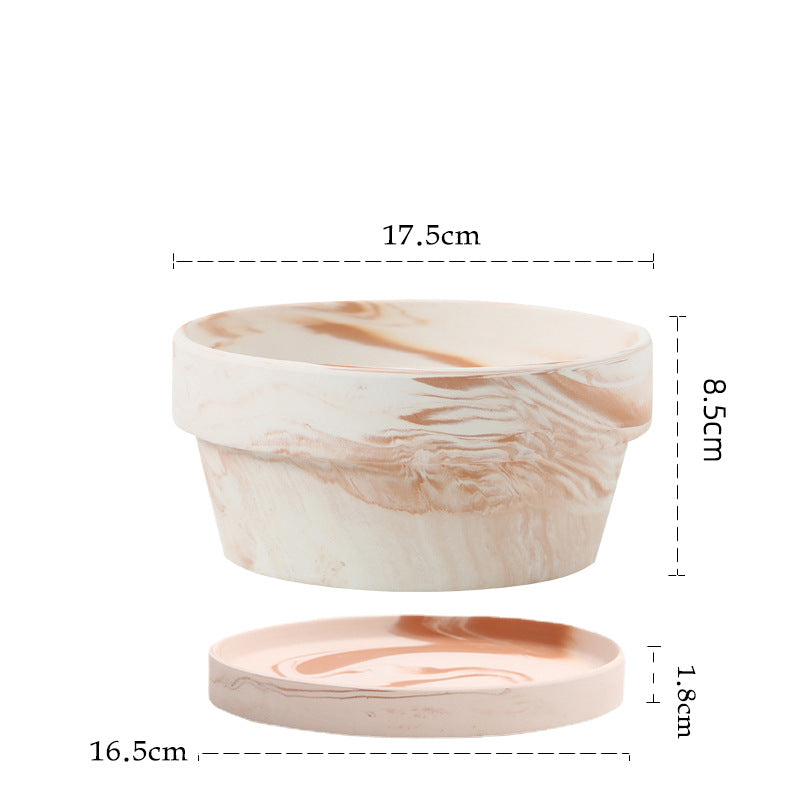 Gradient Red and White Pottery Flower Pot for Desktop or Floor