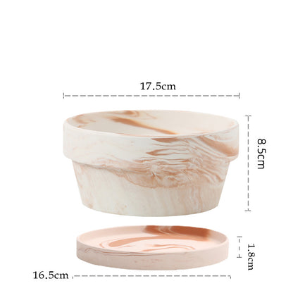 Gradient Red and White Pottery Flower Pot for Desktop or Floor