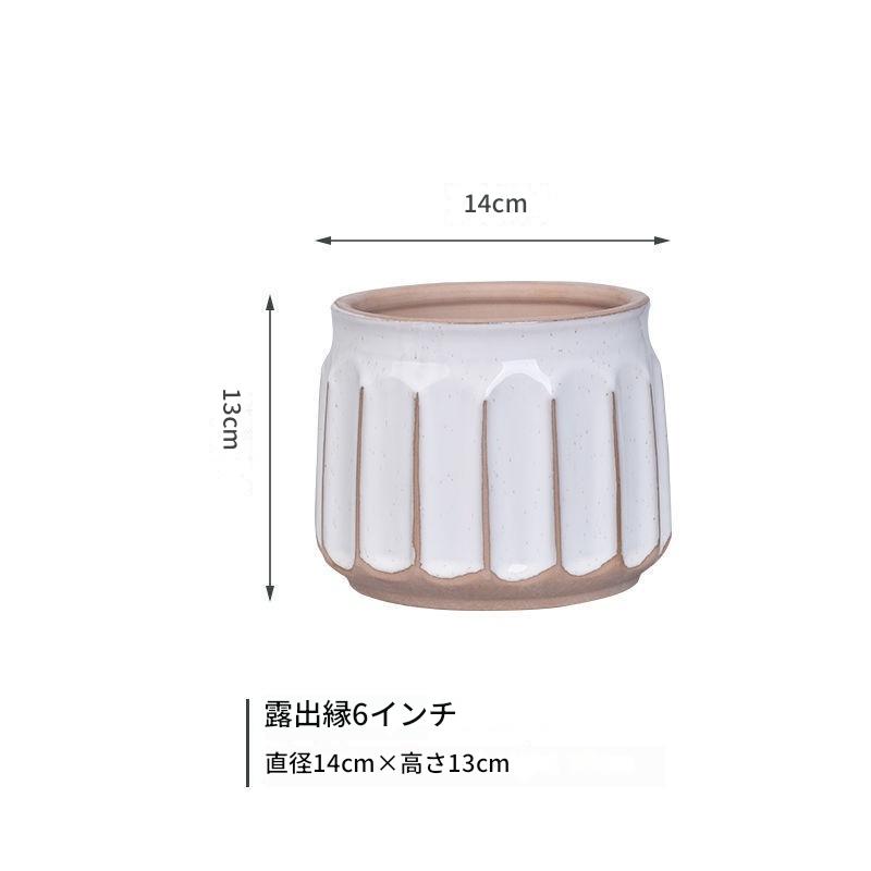 Nordic Striped Ceramic Flower Pot for Desktop Green Plants