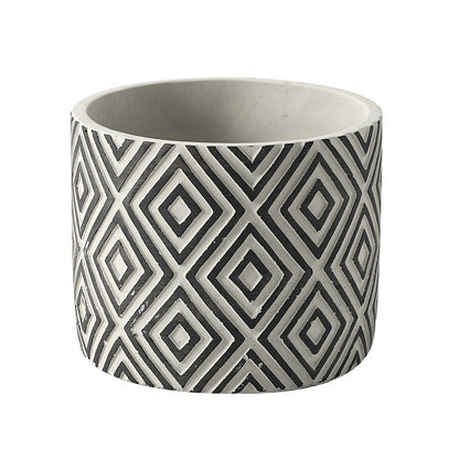 Cement Flower Pot with Diamond Pattern, Nordic Style Decorative Planter