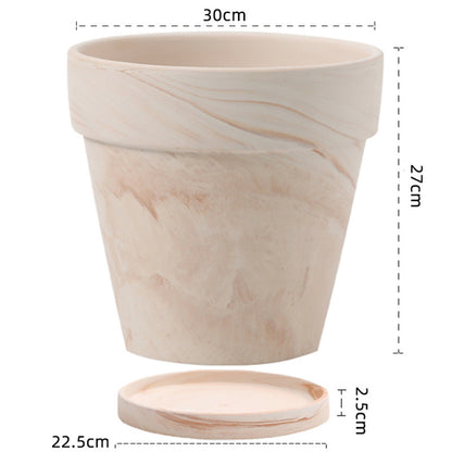 Gradient Red and White Pottery Flower Pot for Desktop or Floor