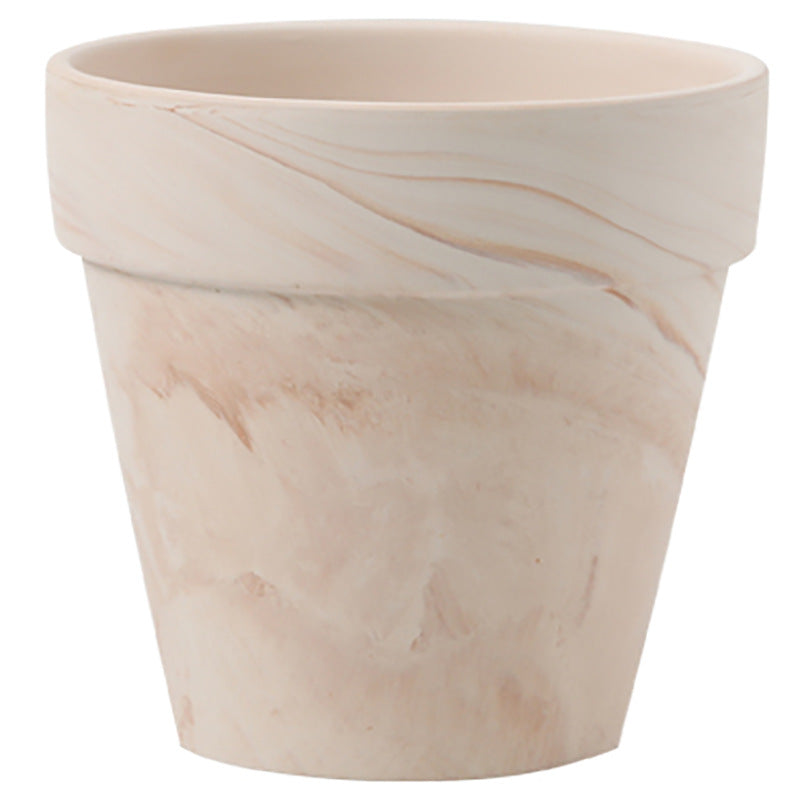Gradient Red and White Pottery Flower Pot for Desktop or Floor