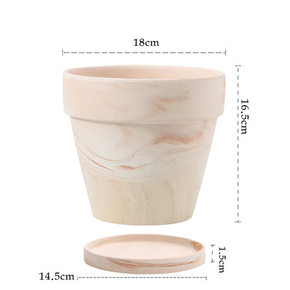Gradient Red and White Pottery Flower Pot for Desktop or Floor