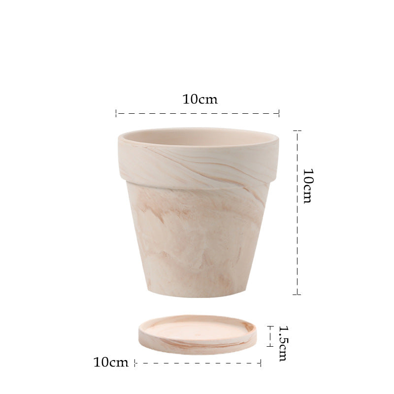 Gradient Red and White Pottery Flower Pot for Desktop or Floor