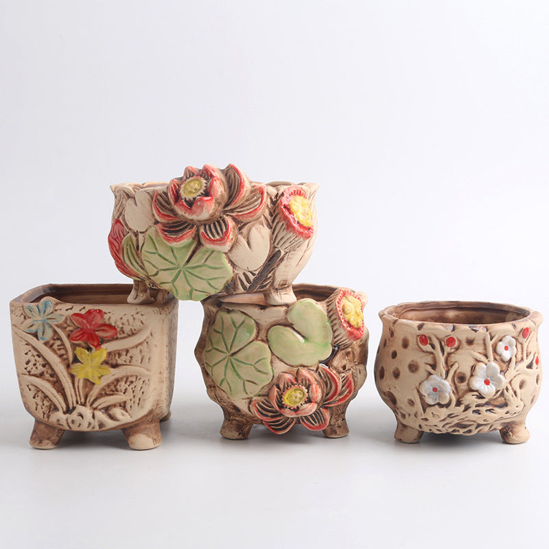Ceramic Succulent Bonsai Planter, Decorative Flower Pot