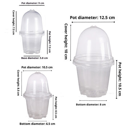 Transparent Nursery Flower Pot with Lid for Seed Starting and Plant Growth