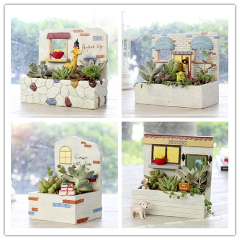 Resin My Garden Scene Pendant Flower Pot Ornament