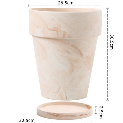 Gradient Red and White Pottery Flower Pot for Desktop or Floor